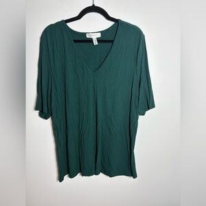 Addition Elle Deep Teal V‑Neck Short Sleeve Top